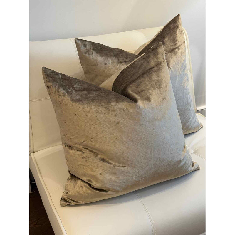 Pair of Caramel Silk Velvet Square Pillows