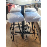 SET of 4 Frederick Weinberg 1950s Iron Bar Stools w/ Custom Shearling Seats