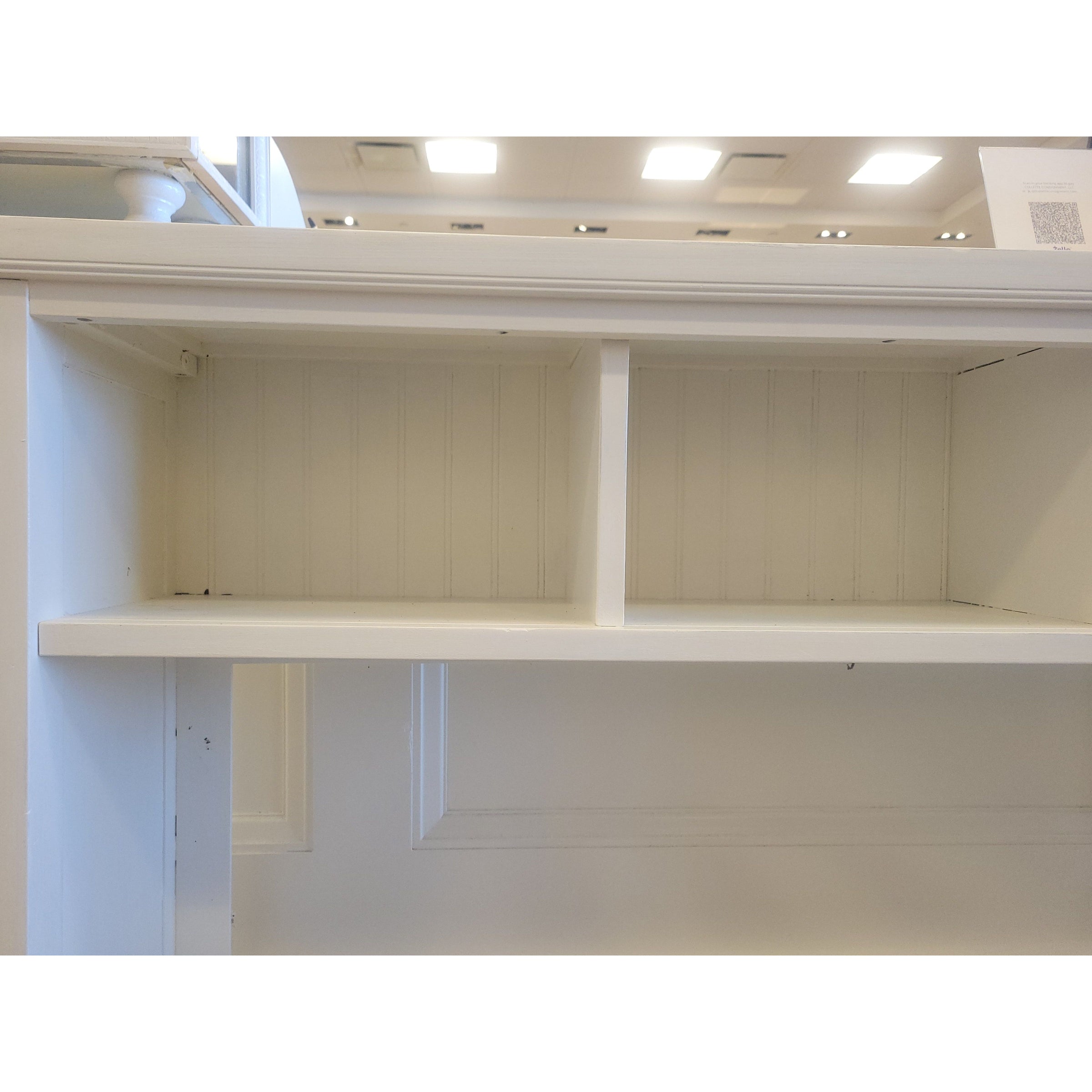 Vintage White Painted Wood Console Table w/ Open Storage - colletteconsignment.com