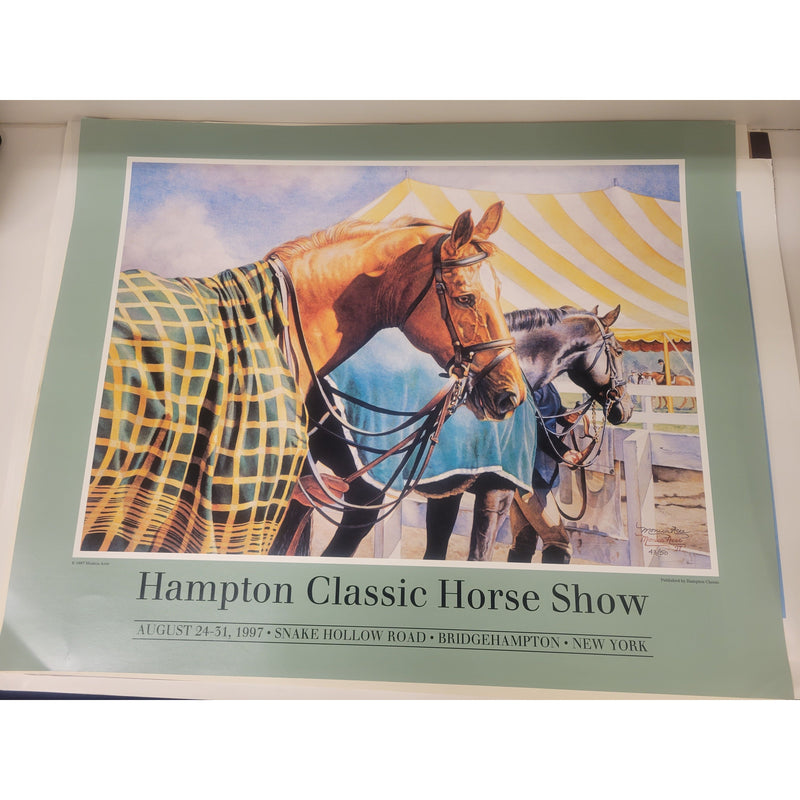 Signed 1997 Hampton Classic Horse Show Poster by Monica Acee