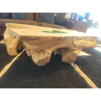 Live Edge Wood Coffee Table w/ Green Resin Pool - colletteconsignment.com