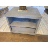 PAIR of Bezier 1-Drawer Graywash Oak Side Tables by RH