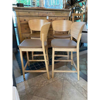 SET of 4 Leather & Wood Valencia Counter Stools by Ton (AS IS)