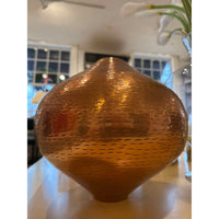 Textured Copper Vase, 11.5"H x 10" Dia,  AS IS , One Dent - colletteconsignment.com