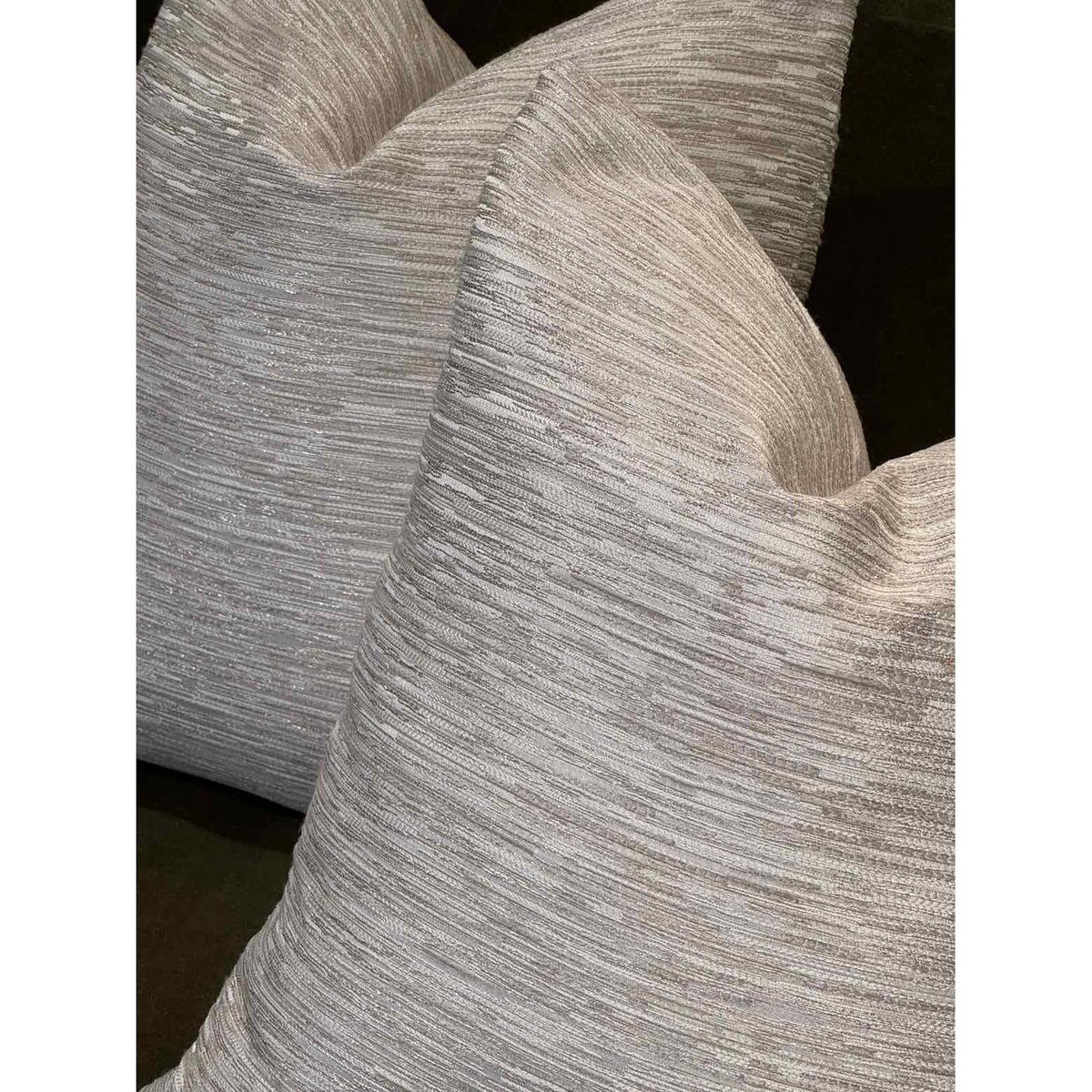 Pair of Silky Silver Square Pillows