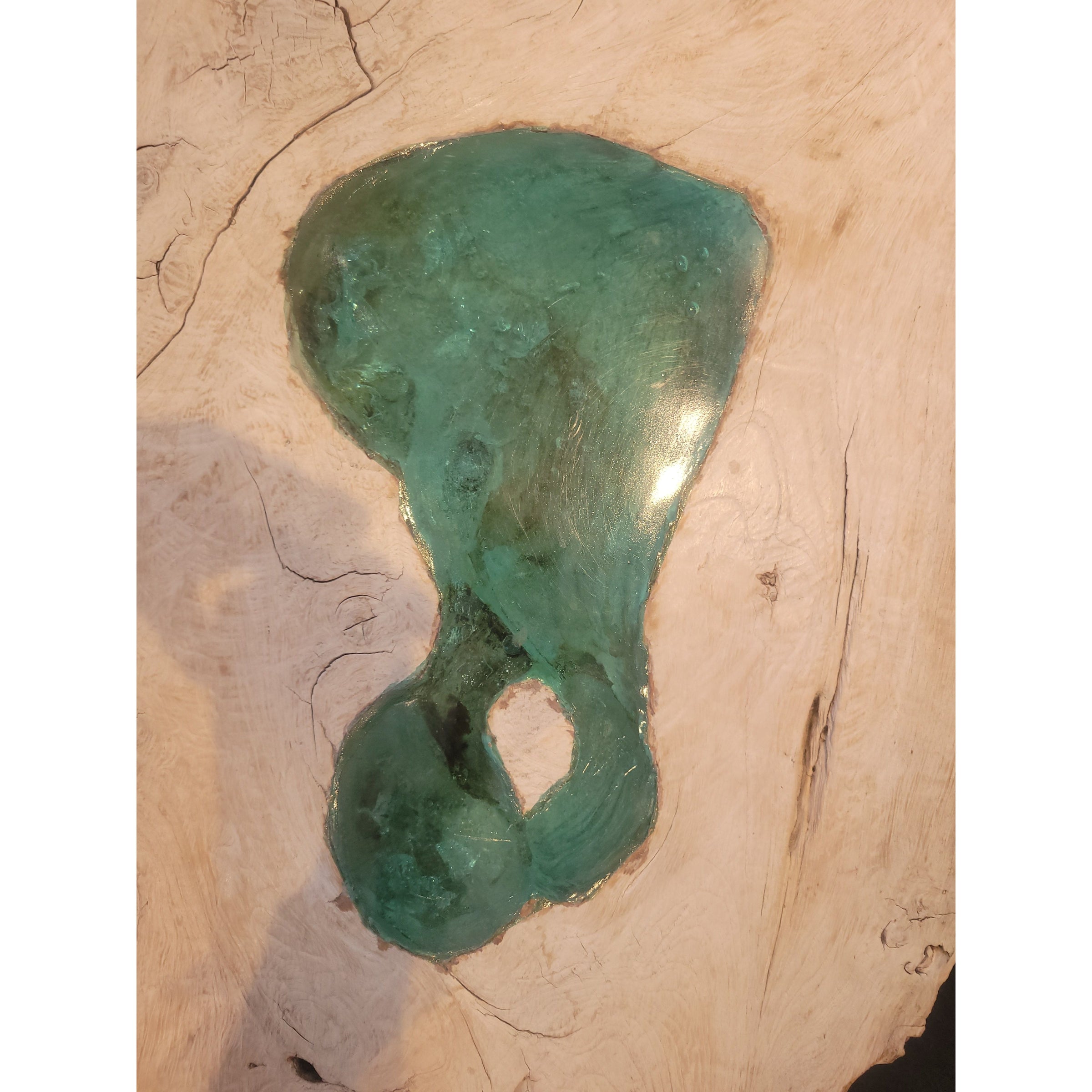 Live Edge Wood Coffee Table w/ Green Resin Pool