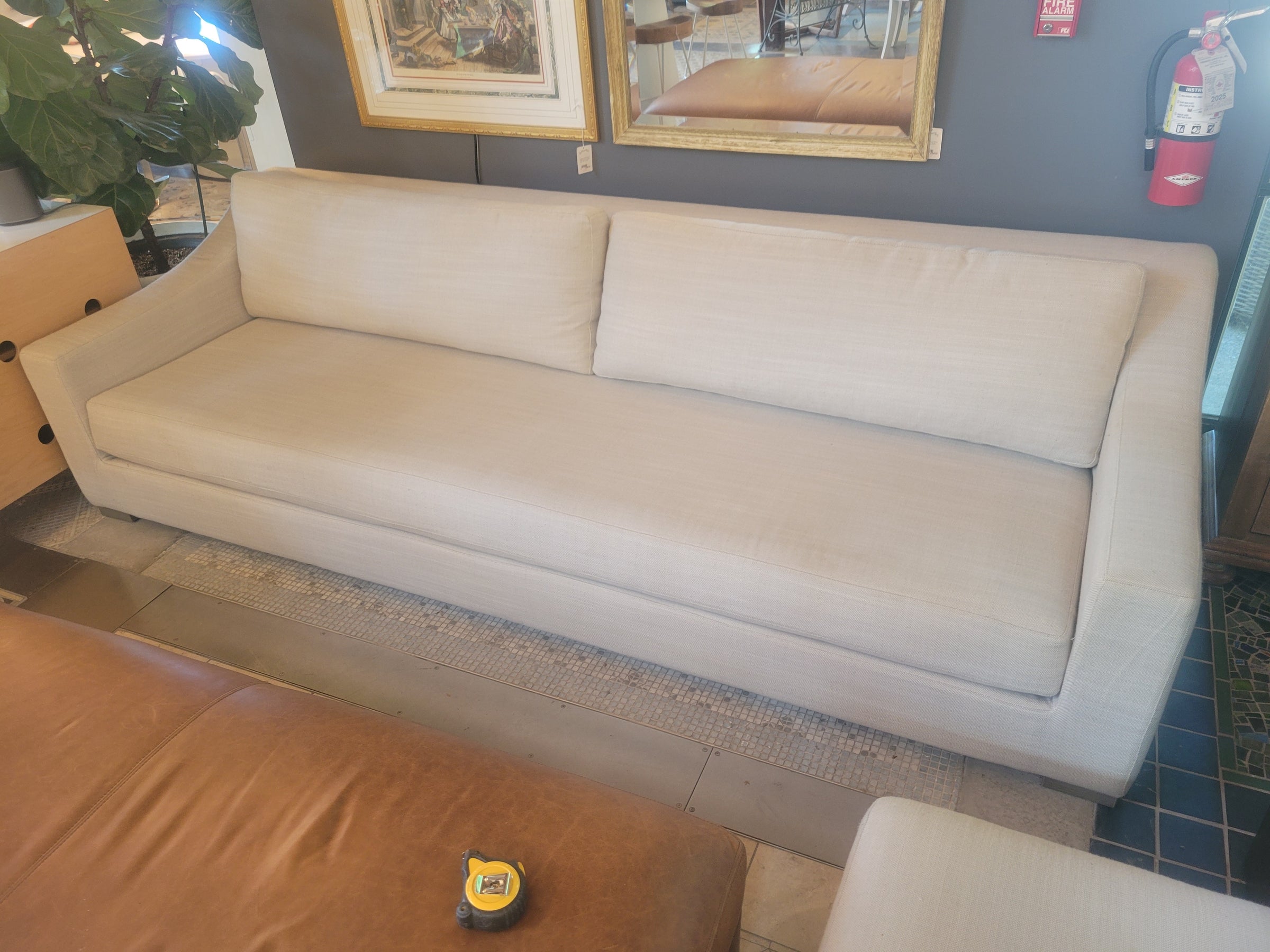 9-ft Belgian Linen Classic Slope Sofa w/ Ottoman by RH