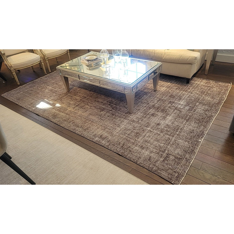 7x11 Handmade Indian Gray Over-Dye Silk & Wool Blend Country Carpet / Rug - colletteconsignment.com