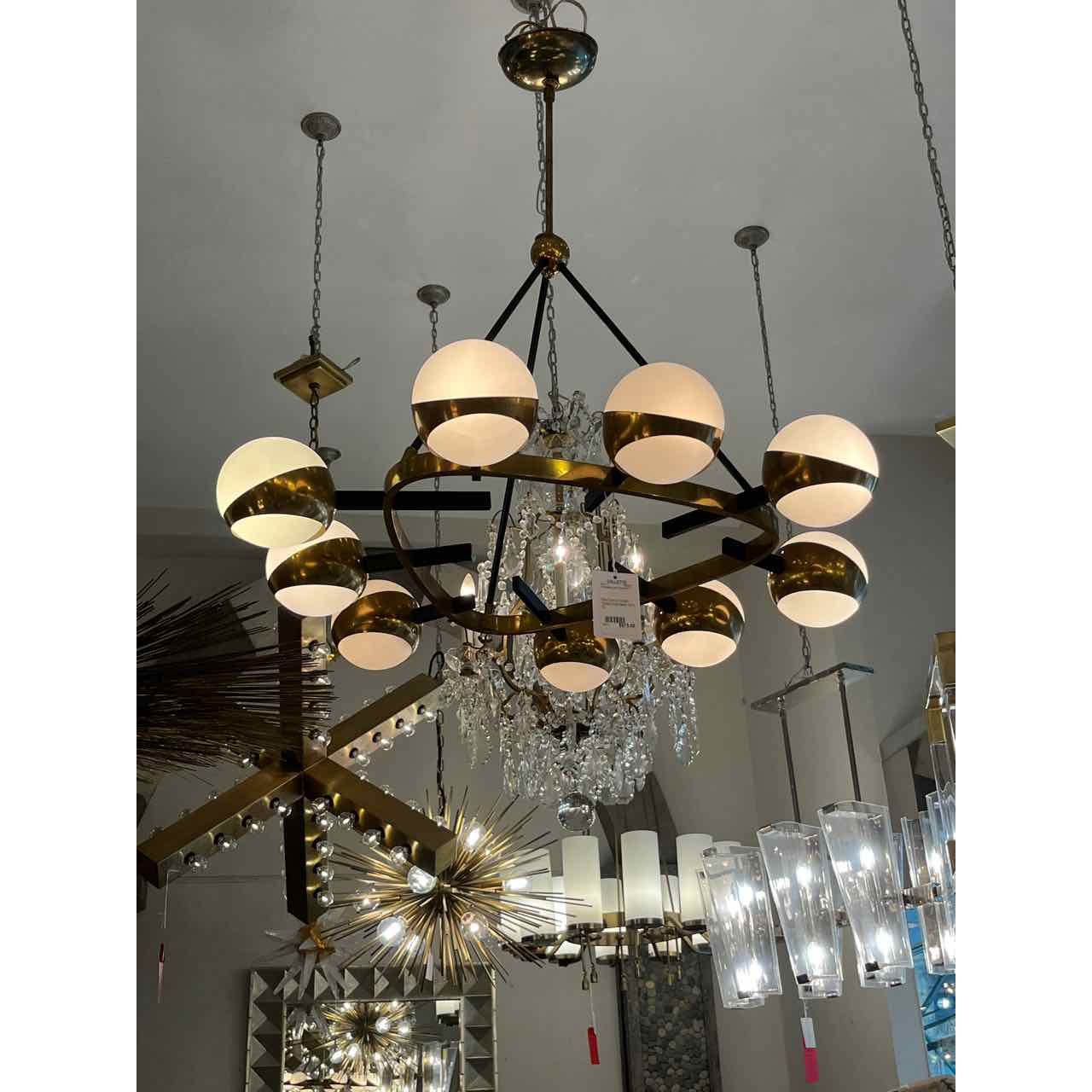 Mid-Century Brass Globe Chandelier