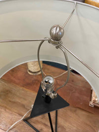 Triangular Black Metal Table Lamp w/ White Shade