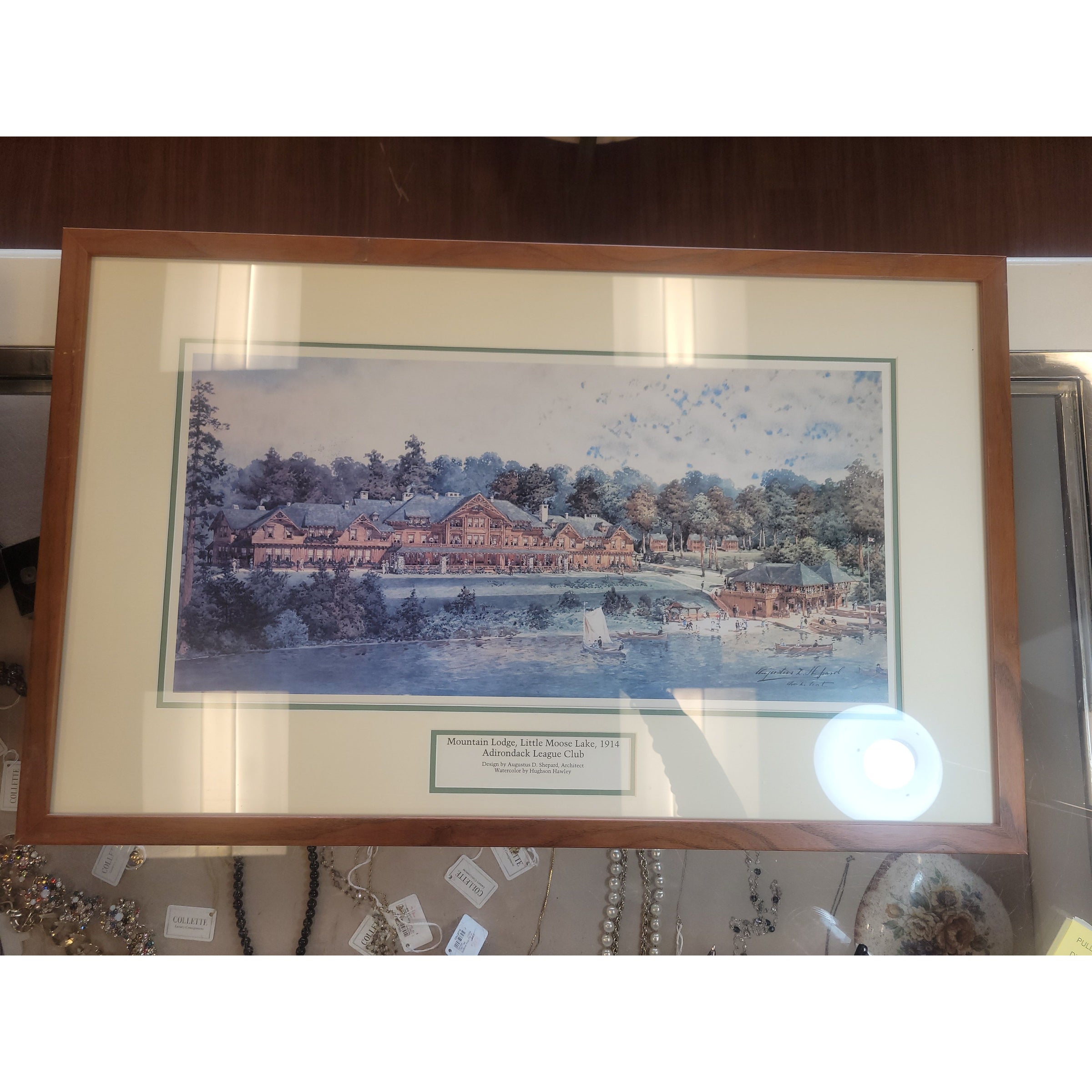 'Mountain Lodge, Little Moose Lake' by Hughson Hawley, 1914 Print in Frame