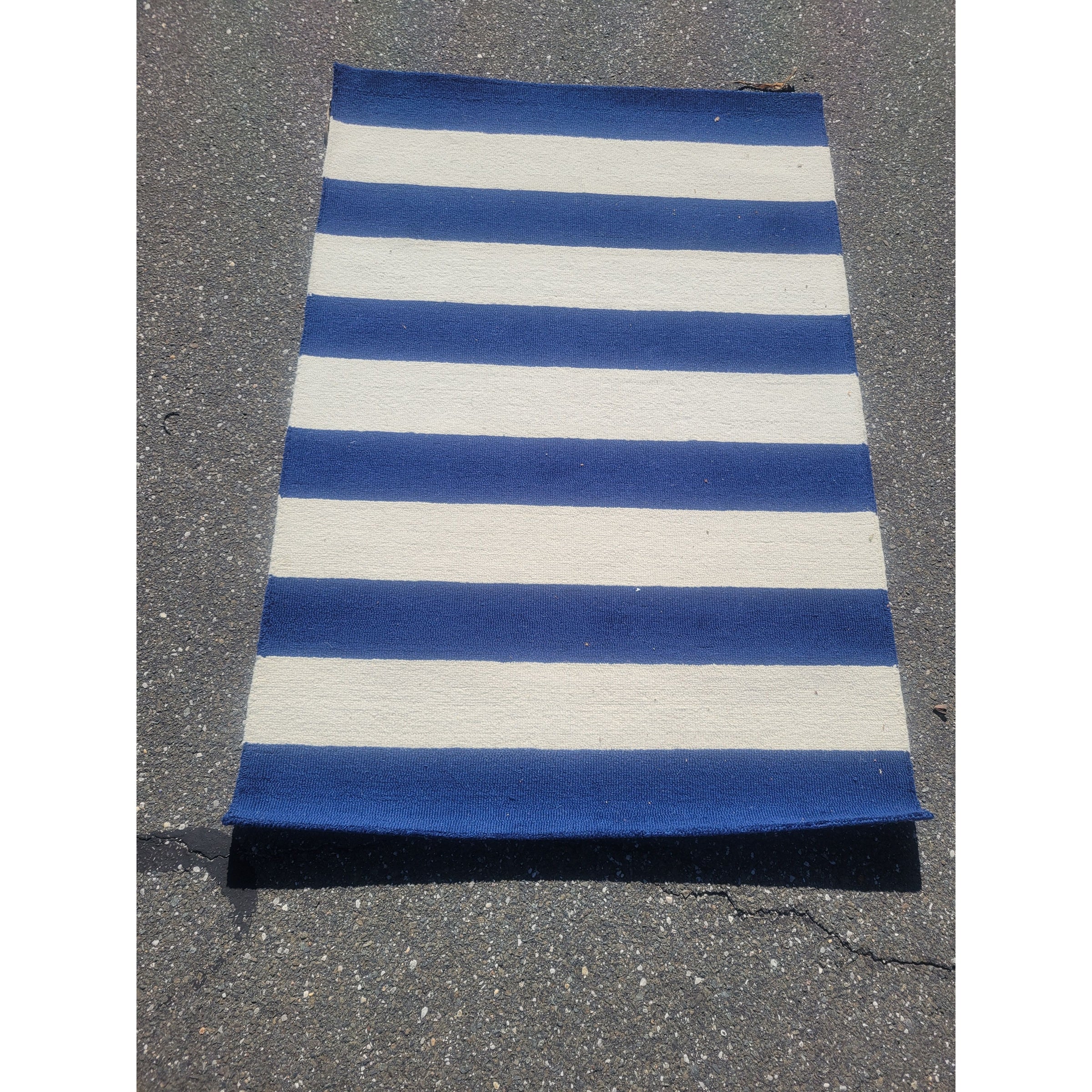 4x6 Navy & White Striped Wool Rug by Safavieh