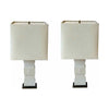 PAIR of Shagreen & Brass Trim Table Lamps w/ Linen Shades by Kessler