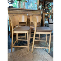 SET of 4 Leather & Wood Valencia Counter Stools by Ton (AS IS)