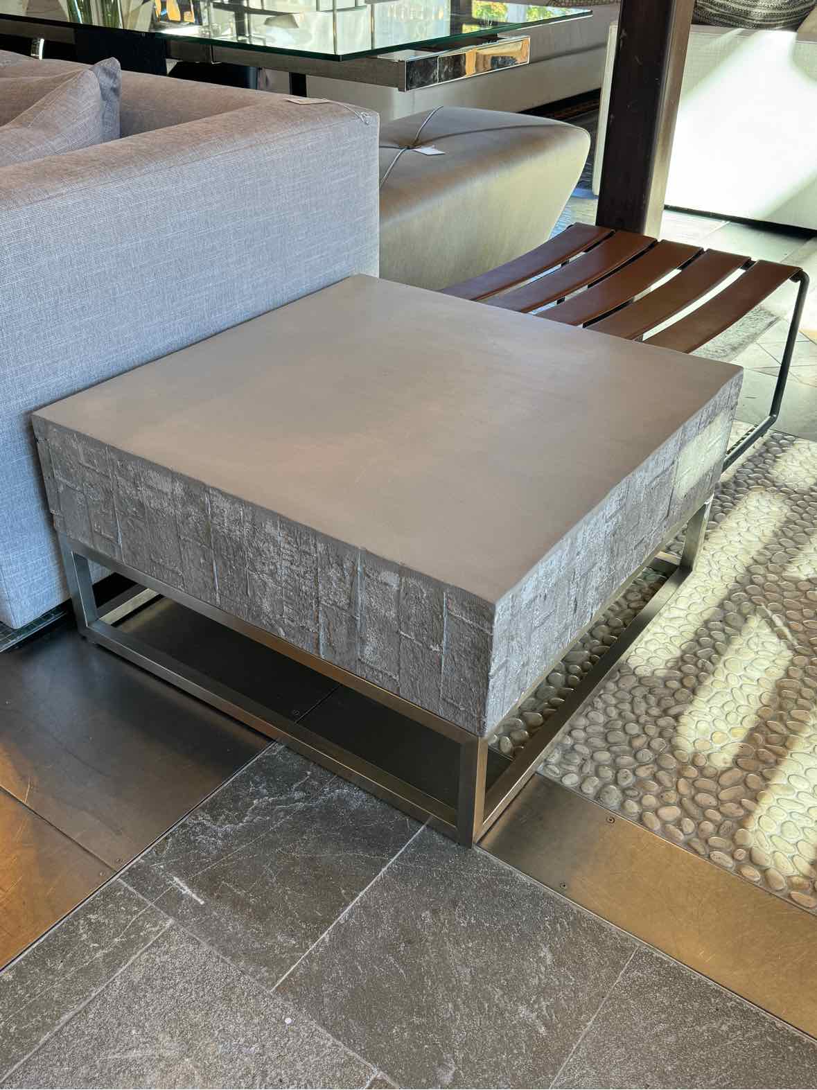 'Constantine' Collection Concrete and Chrome Coffee Table by Four Hands