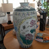 Large Asian Vase w/ Floral Landscape Motif, 26"Hx13"D