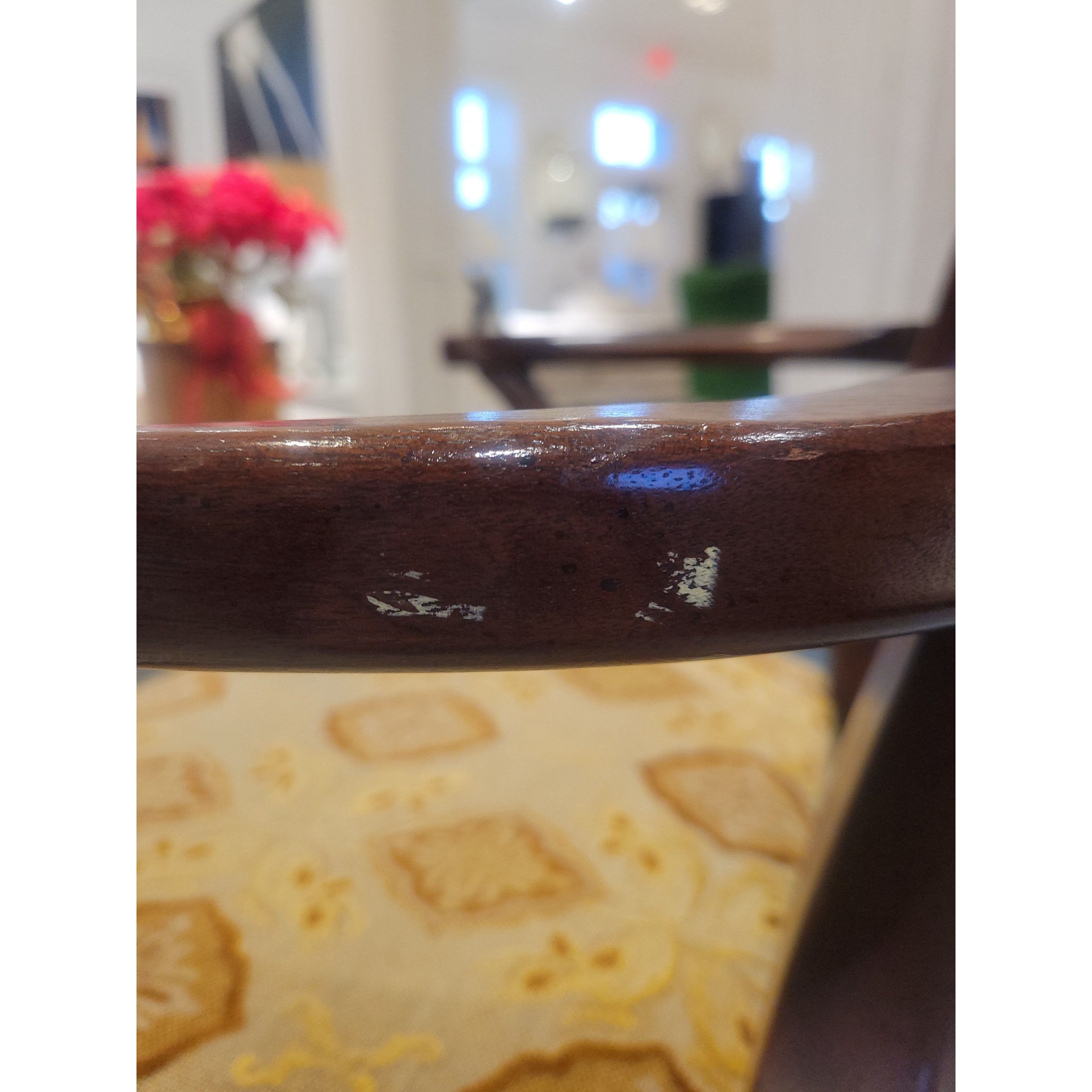 PAIR of Antique Mahogany Queen Anne Chairs w/ Upholstered Seats