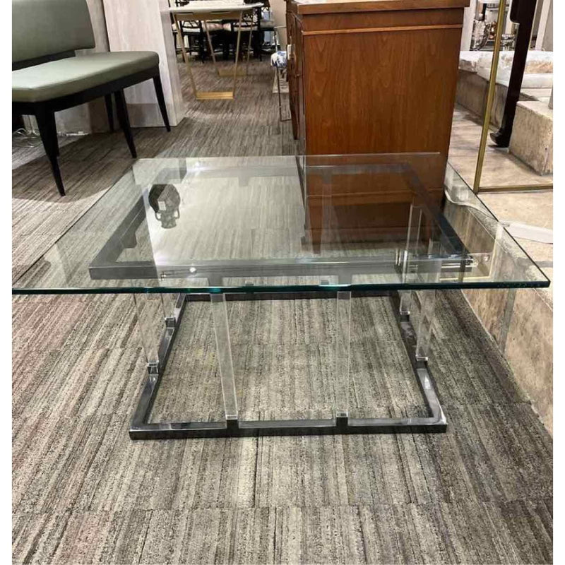 Metal and Glass Square Coffee Table