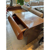 Mid-Century Curved Wood 1-Drawer Desk w/ Iron Legs