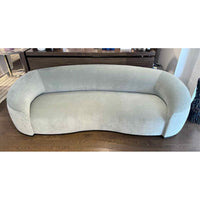 Custom Curved Sofa in Performance Velvet Seafoam 100"Wx38"Dx29"H