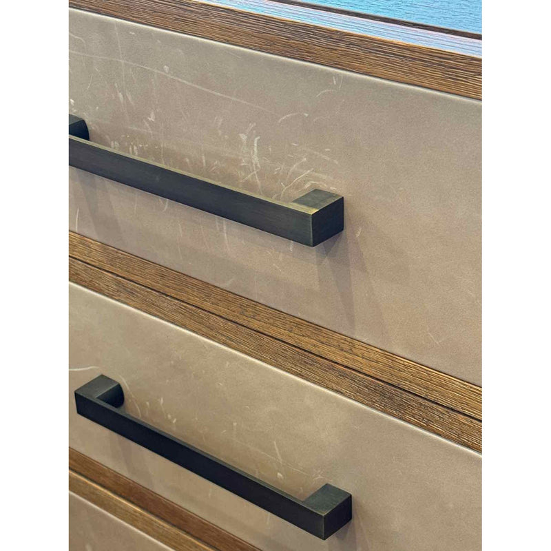 PAIR of Leather & Wood Night Stands by Brownstone