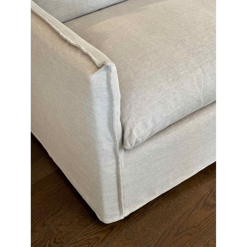 Custom Slipcover Sofa in Belgian Linen Alder 100"Wx38"Dx34"H