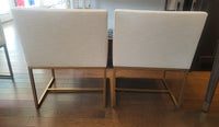 SET of 6 Emery Linen Track Arm Chairs on Brass Bases by RH (AS IS)
