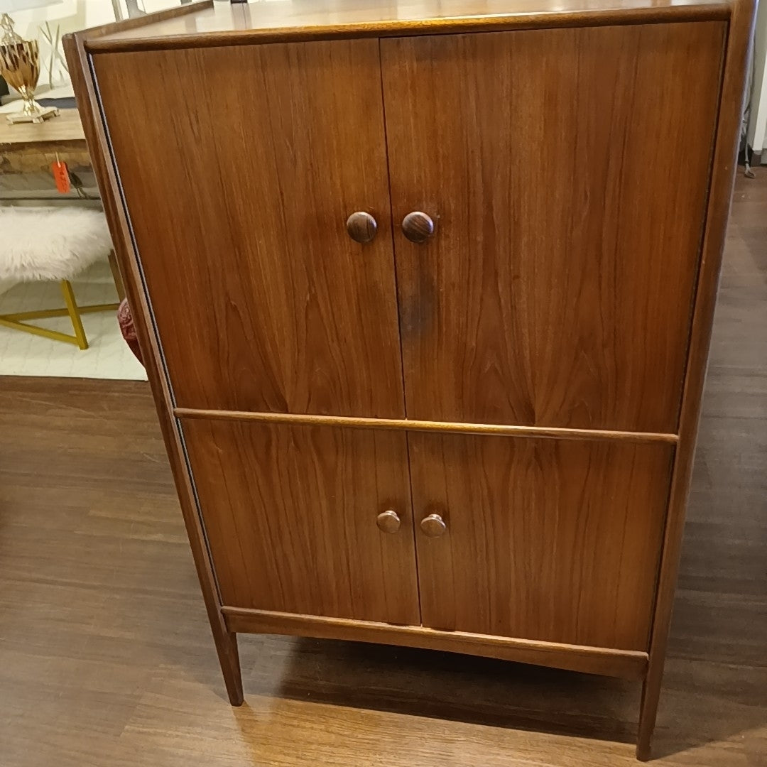 Mid-Century Tall Teak Bar Cabinet by A. Younger Ltd. - colletteconsignment.com