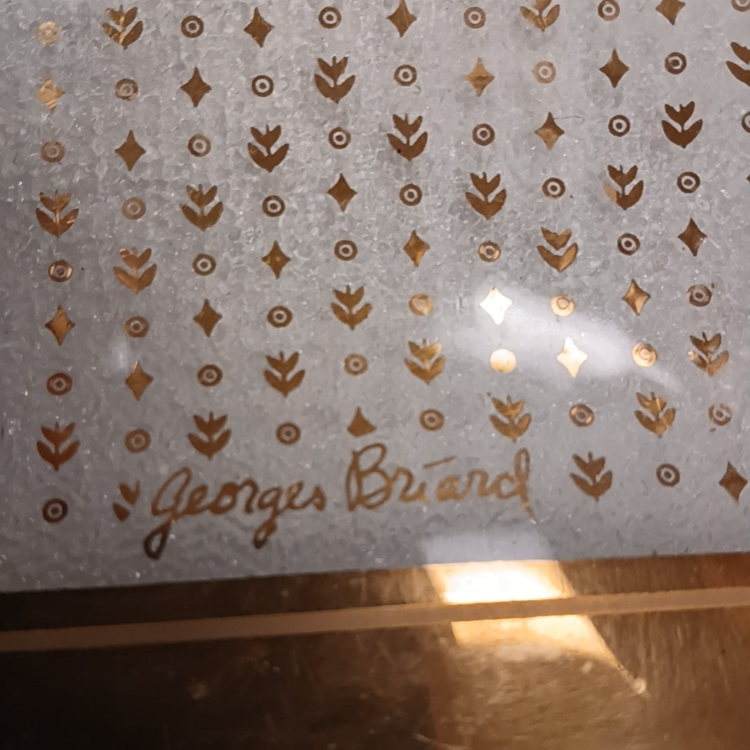 Georges Briard Gold Glass Flat Edge Square Platter 12"