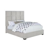 King-Sized Gray Upholstered Panel Bed