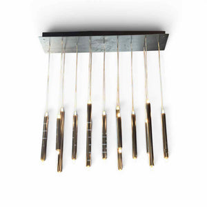 Custom Blackened Steel 13-Light Candle Pendants Fixture