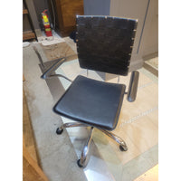 Faux Black Leather & Steel Rolling Swivel Desk Chair