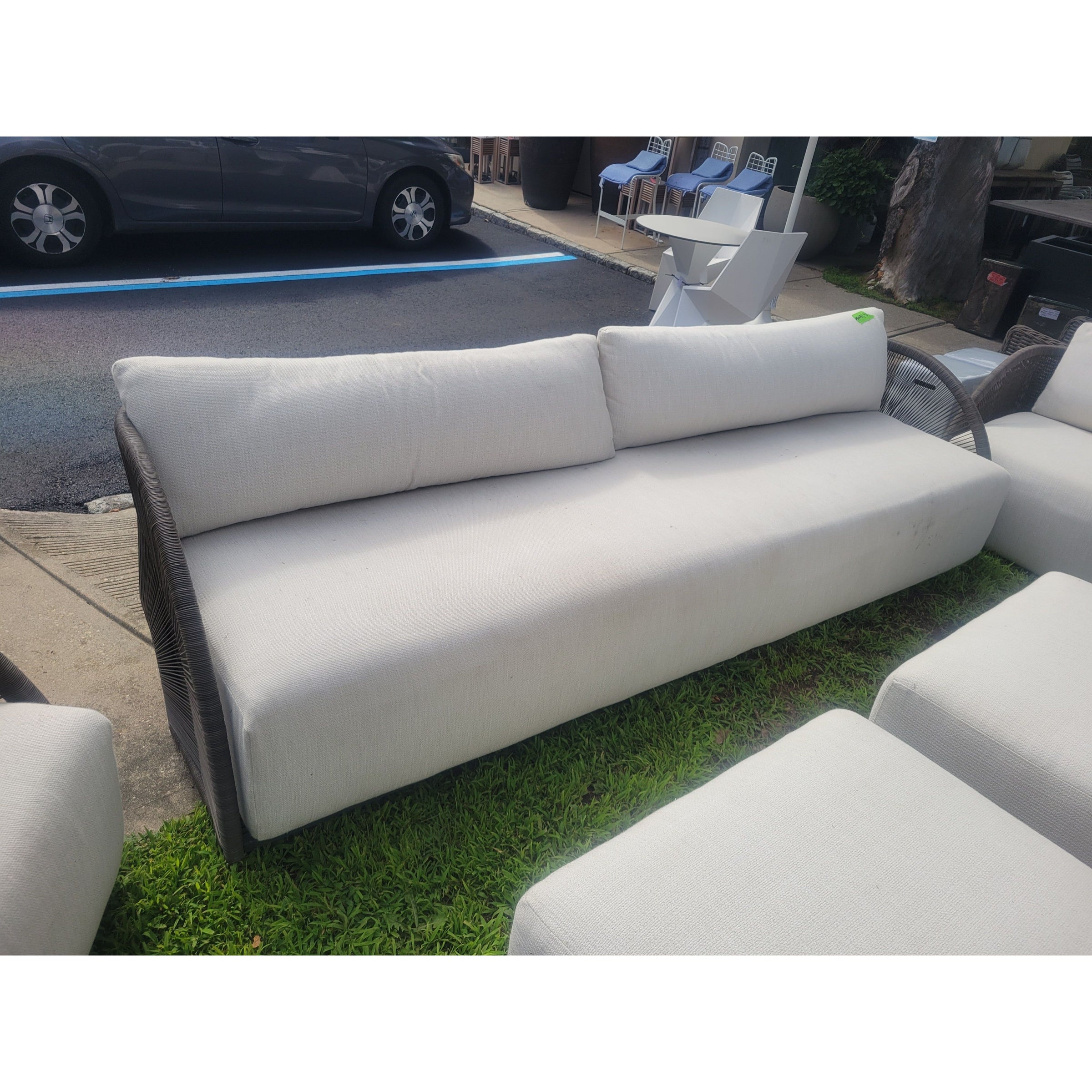 9-ft Pavona Aluminum & Rope Sofa w/ Performance Textured Linen Cushions by RH