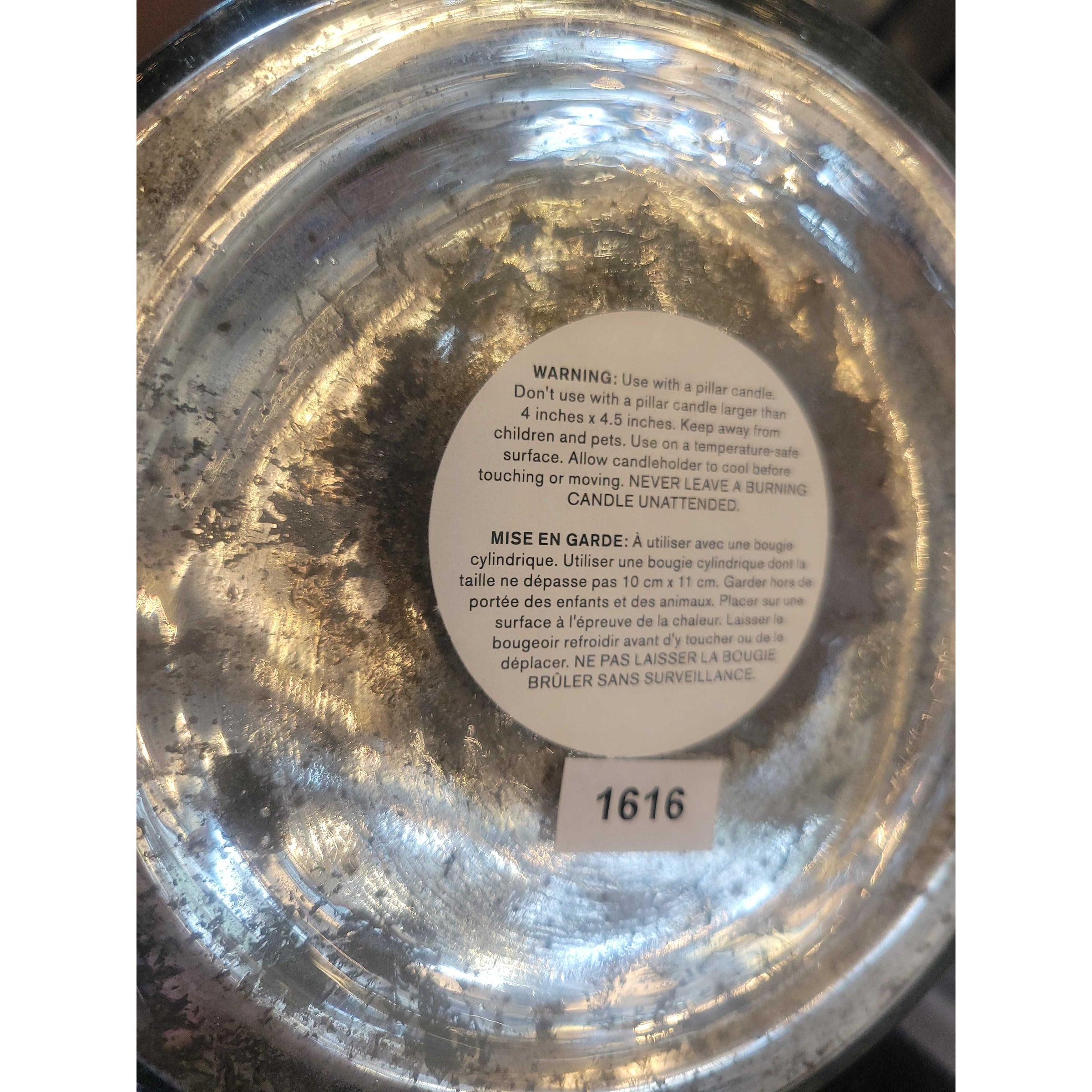 Short Gold Mercury Glass Pillar Candle Holder