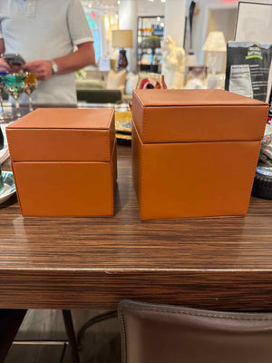 Set of 2 Leather Boxes AS IS 5.5"Sq