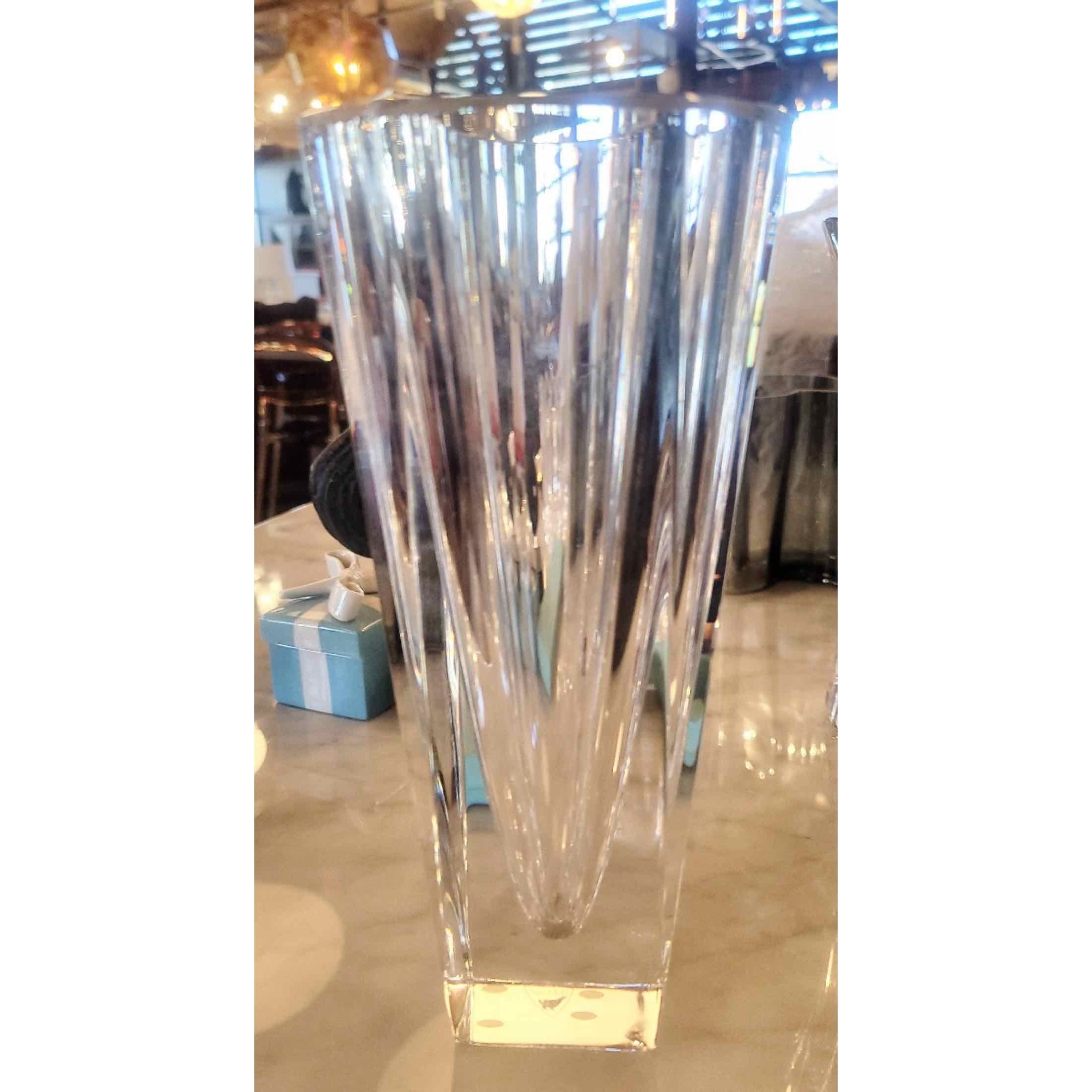 Crystal Geometric Flower Vase by Orrefors Sweden