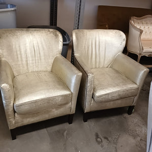 PAIR of Gold Fabric Nailhead Arm Chairs by Lee Industries (AS IS)