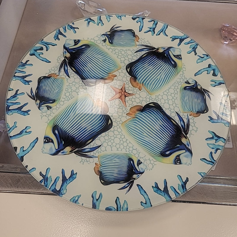 Blue Tropical Fish Trivet by Cindy Avroch Studios