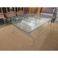 French Style Wrought Iron Coffee Table w/ Beveled Glass Top