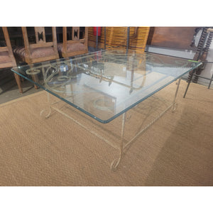 French Style Wrought Iron Coffee Table w/ Beveled Glass Top