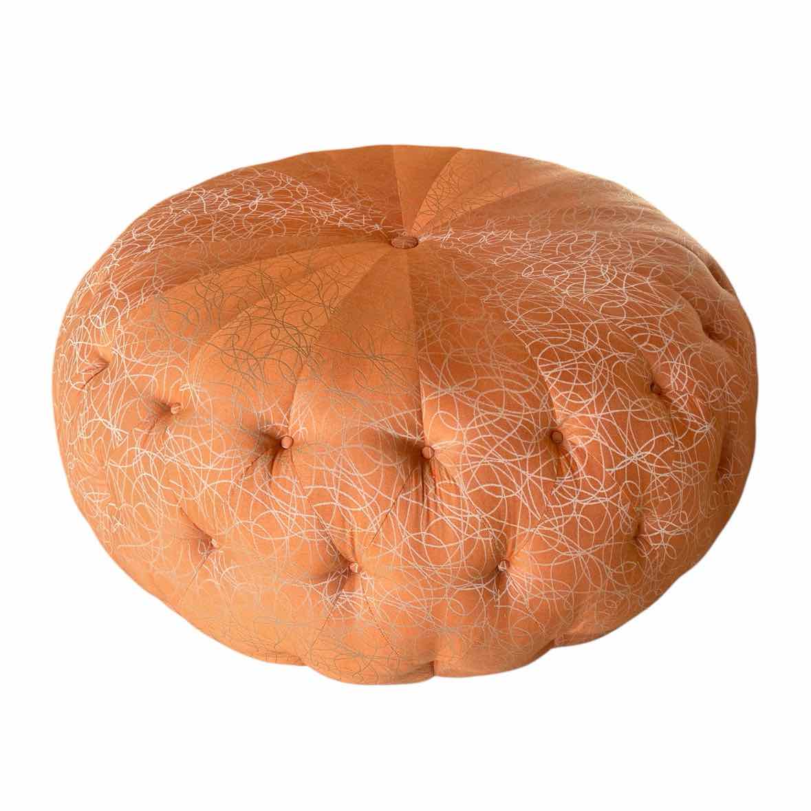 Tufted Orange Round Pouf - colletteconsignment.com