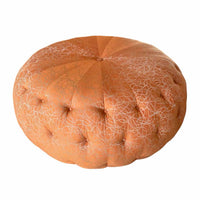 Tufted Orange Round Pouf