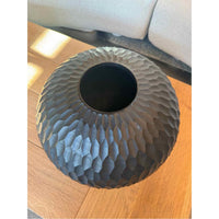 Black Carved Round Vase