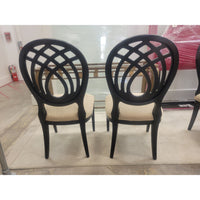 SET of 6 Italian Ebony Chairs w/ Fabric Seats by Costantini Pietro - colletteconsignment.com