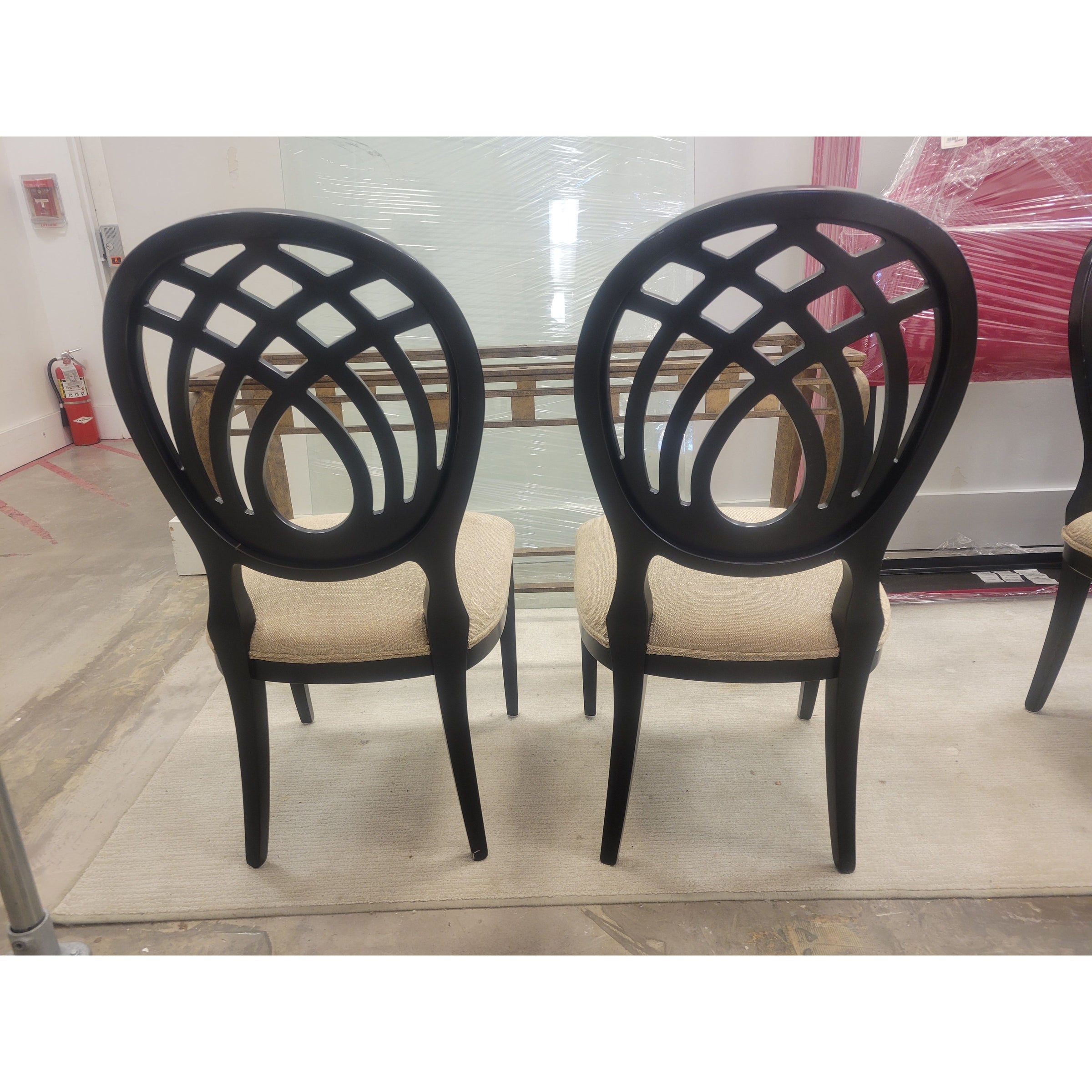 SET of 6 Italian Ebony Chairs w/ Fabric Seats by Costantini Pietro - colletteconsignment.com