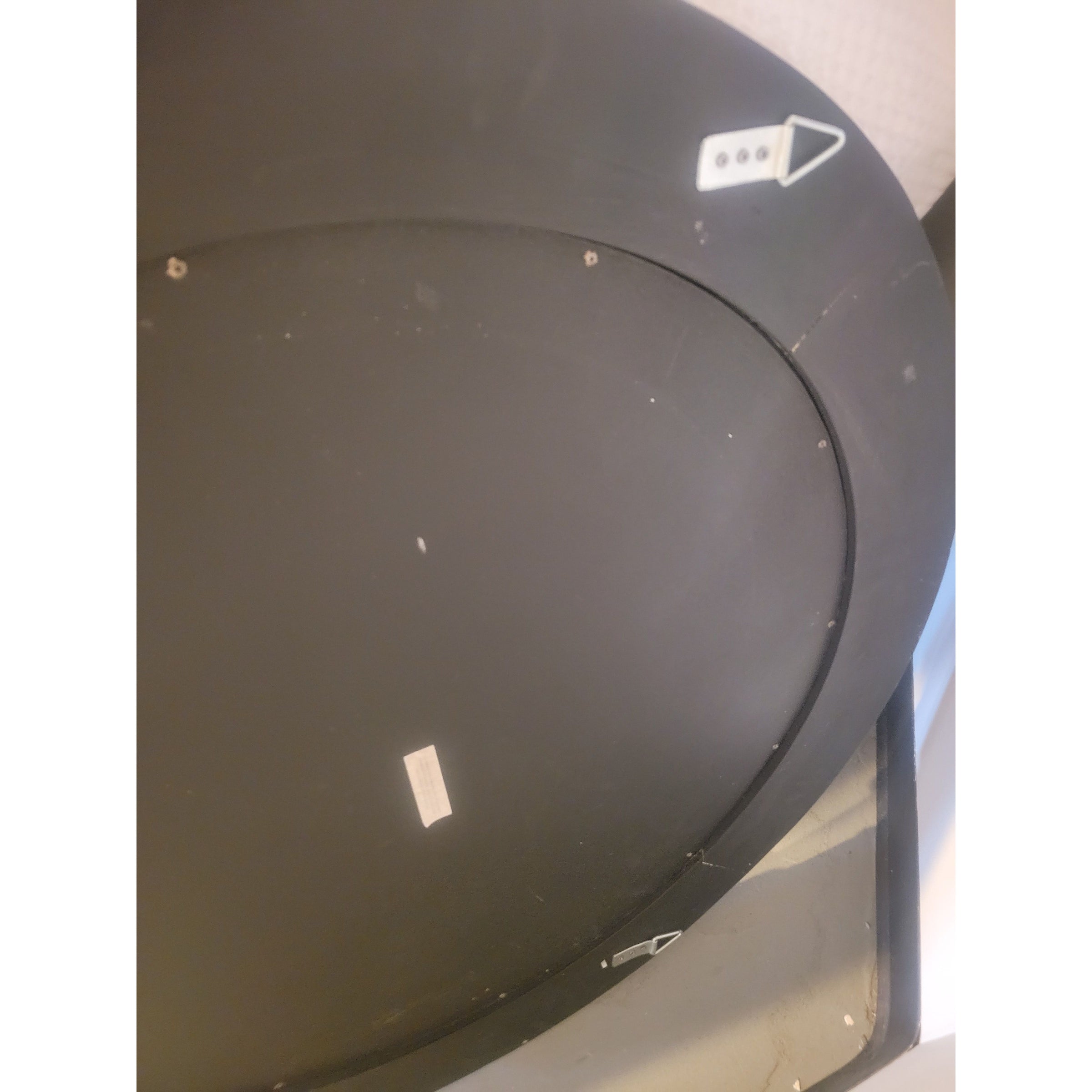 Round Dark Wash Wood Mirror - colletteconsignment.com