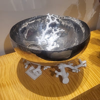 Michael Aram Stainless+White Coral Salad Bowl with/ Fork & Spoon