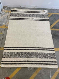 5.2' x 7.6' Black Diamond Stripes on Beige Rug #52