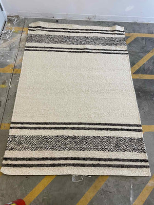 5.2' x 7.6' Black Diamond Stripes on Beige Rug #52