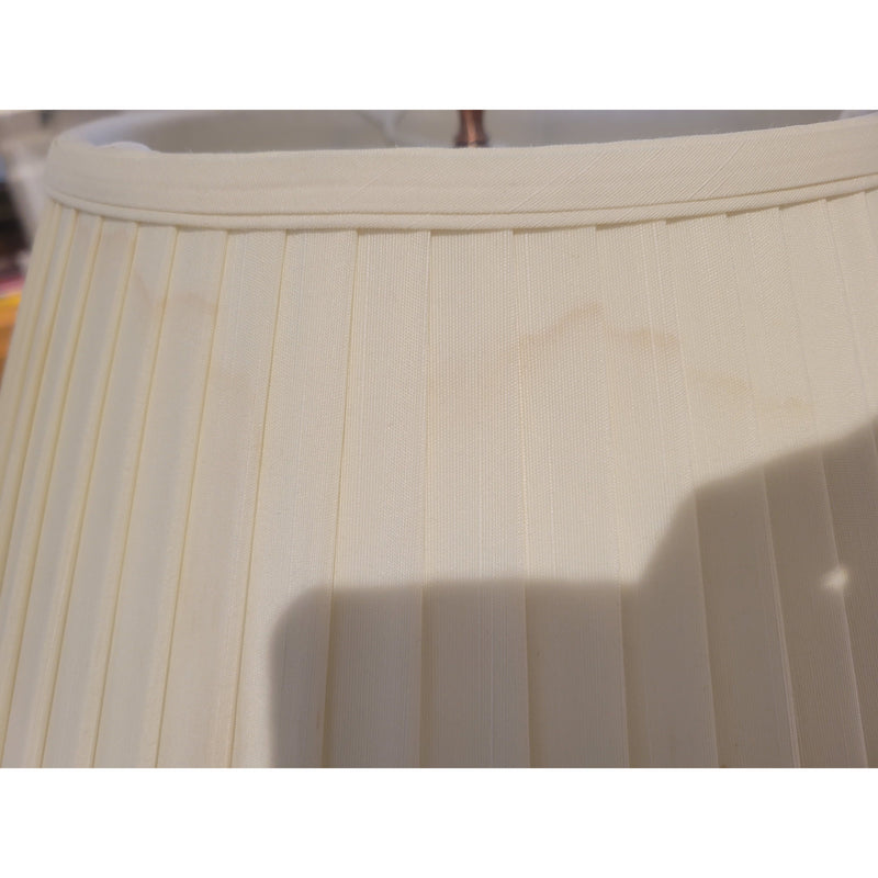 Vintage Crackle Ceramic Table Lamp w/ Silk Shade on Chinese Base - AS IS